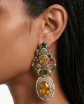 Aiza Citrine Multicolor Diamond-Like Zircon Statement Earrings
