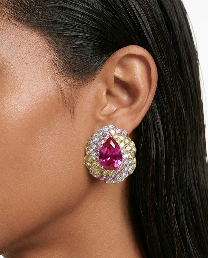 Lina Pink Diamond Teardrop Stud Earrings