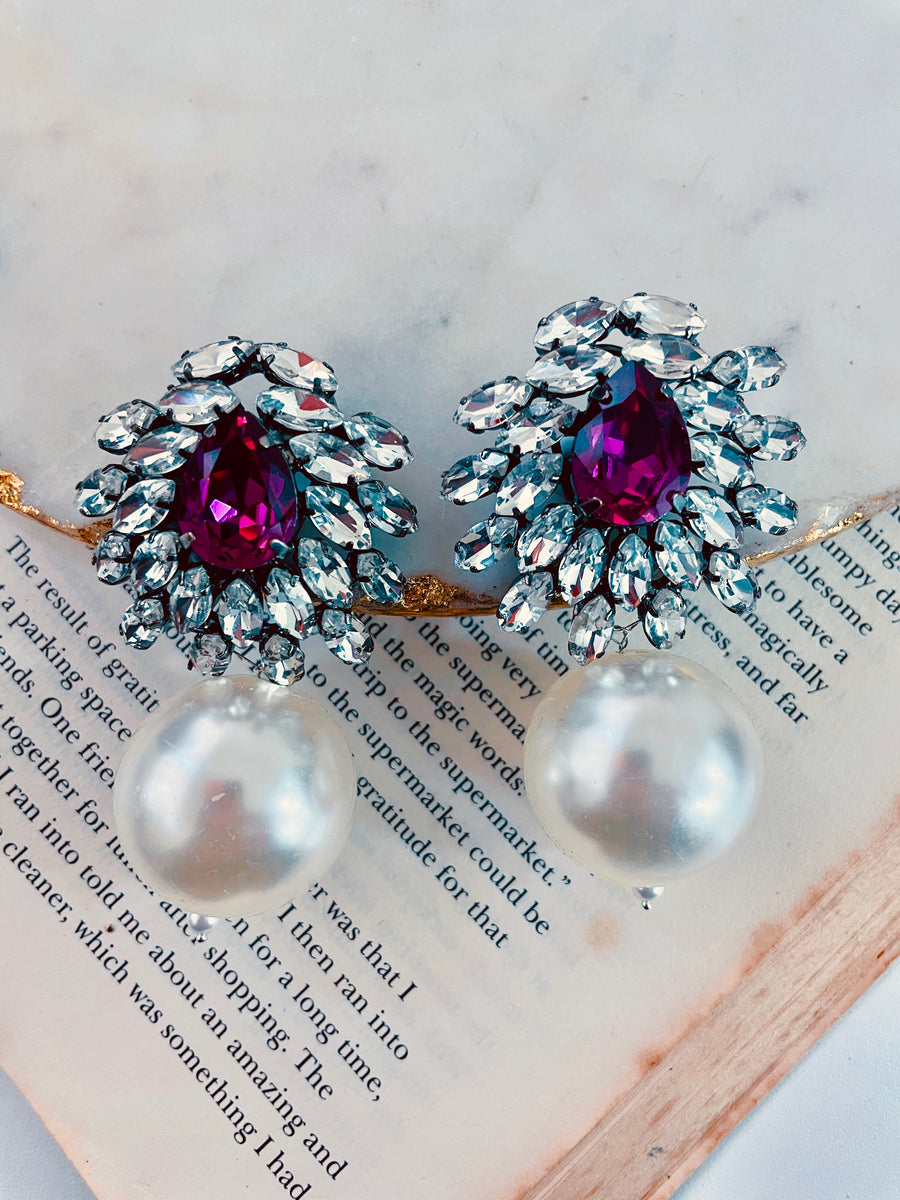 Icy Purple Drop Pearl Earrings