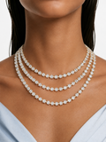 Aaiza 3-Layer Gold-Tone Diamond-Like Zircon Necklace Set – Necklace & Earrings