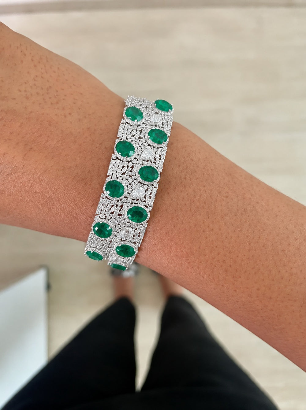 Somi Emerald Diamond-Like Zircon Lattice Bracelet