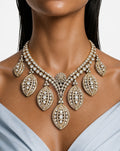 Zehreen Moissanite Polki Kundan with Zircon Diamond Detailing Statement Necklace Set – Necklace & Earrings