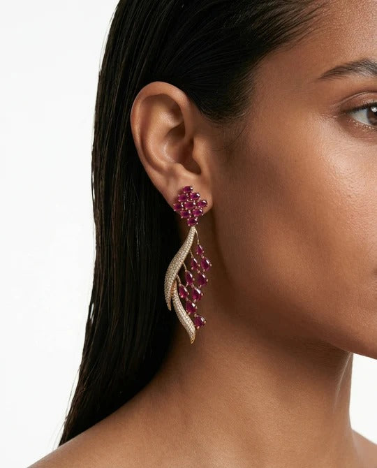 Maharani Ananya & Asiyah Ruby, Pearls & Moissanite Polki Kundan with Zircon Diamond Detailing Statement Luxe Necklace Set – 2 Necklaces & Earrings