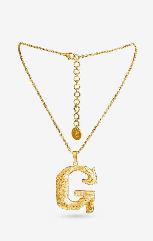 Iniziale Gold Initial Pendant Charm Necklace — angled view — Prerto