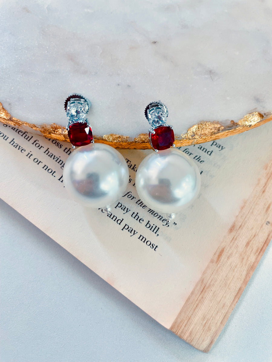 Boucles d'oreilles Jasper Red Pearl