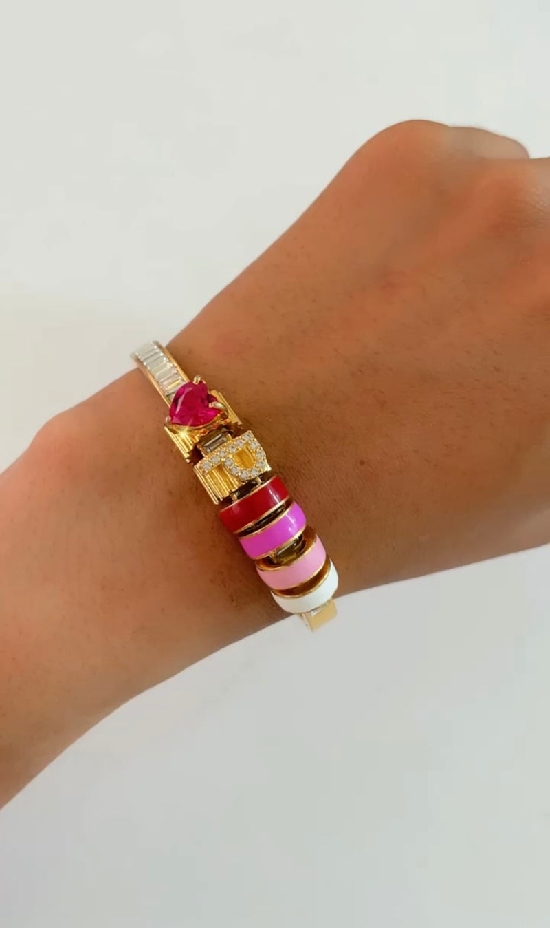 Memories Iniziale Heart Multicolour Charm Bracelet — detail view — Prerto