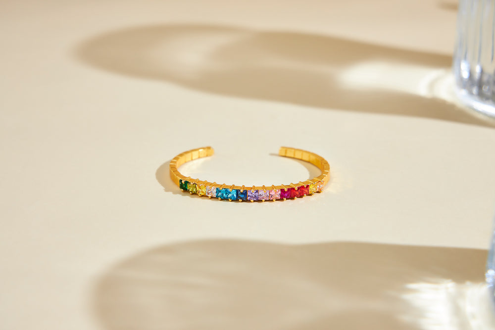 Orian Multicolour Diamond Crystal Cuff by Prerto — Indian & Arab festive jewellery