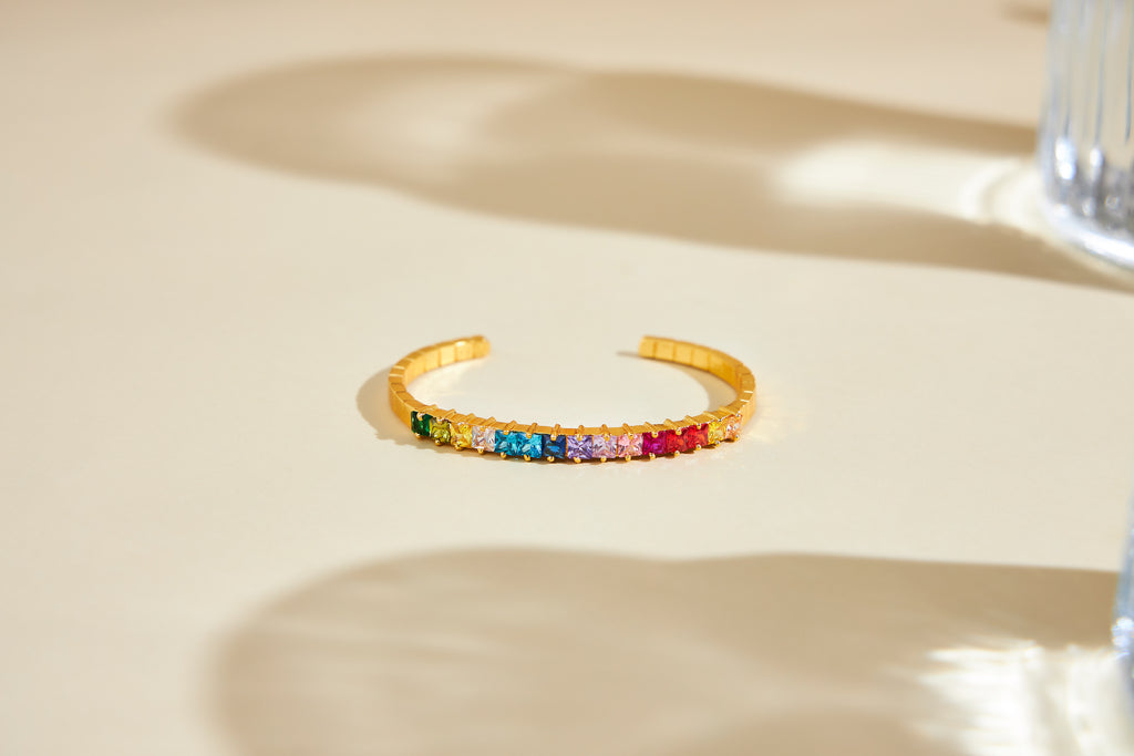Orian Multicolour Diamond Crystal Cuff by Prerto — Indian & Arab festive jewellery