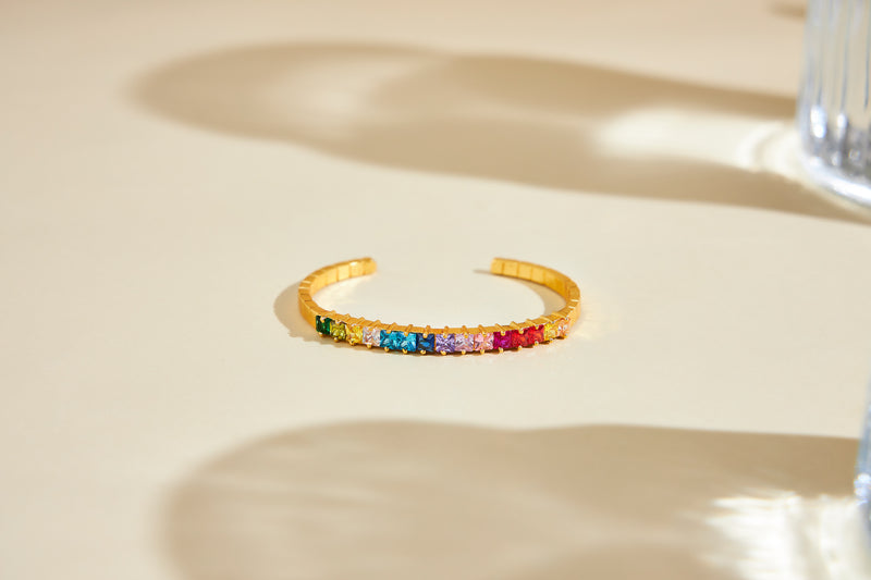Orian Multicolour Diamond Crystal Cuff by Prerto — Indian & Arab festive jewellery