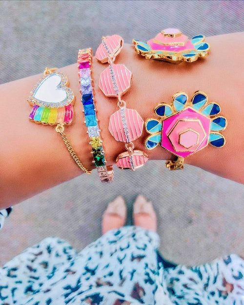 Over The Rainbow Heart Charm Bracelet by Prerto — gifting jewellery