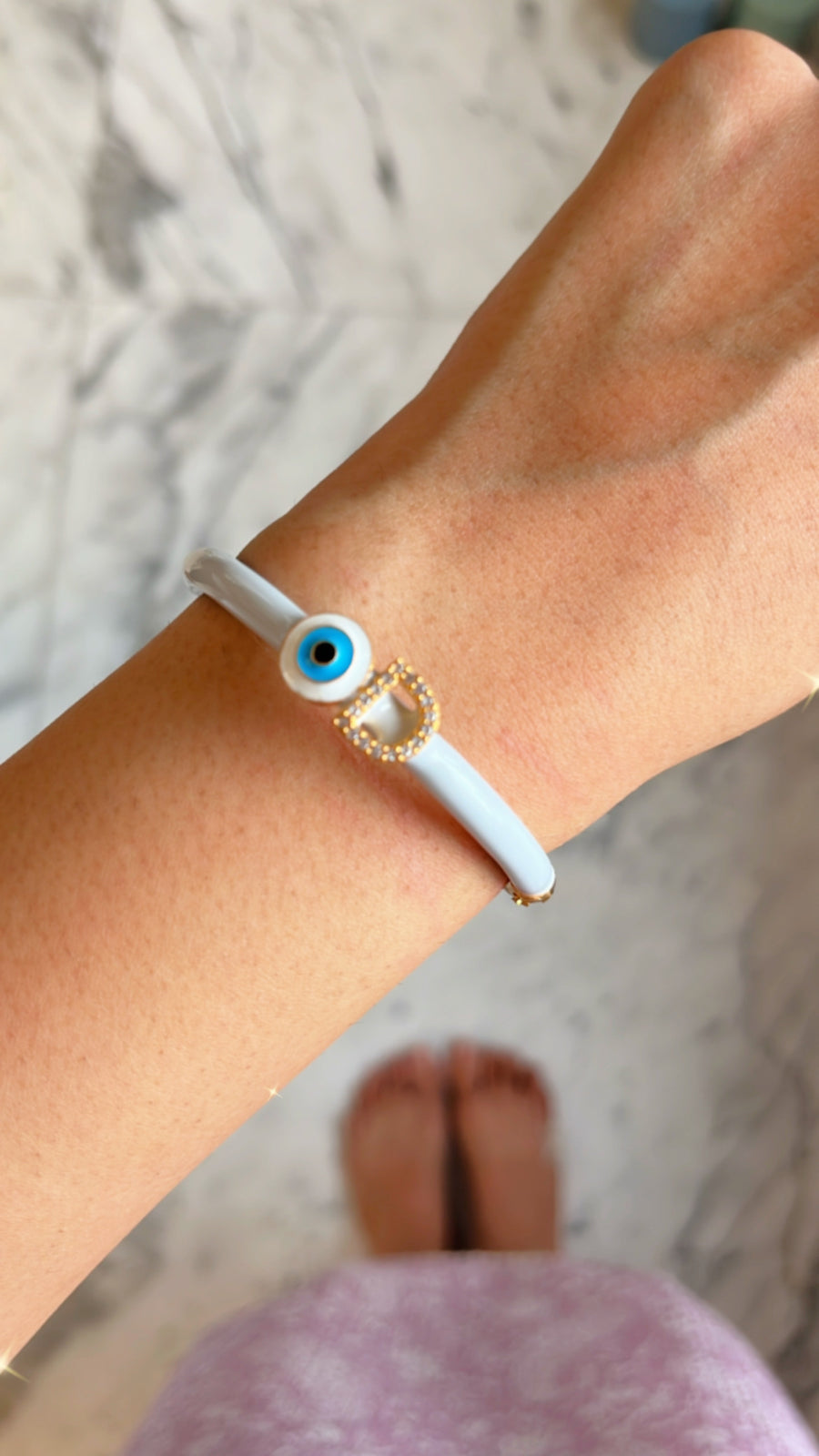 Personalized Evil Eye Apple Candy Bracelet