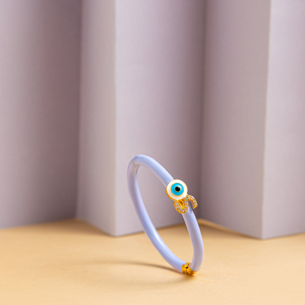 Personalised Evil Eye Lavender Candy Bracelet — detail view — Prerto