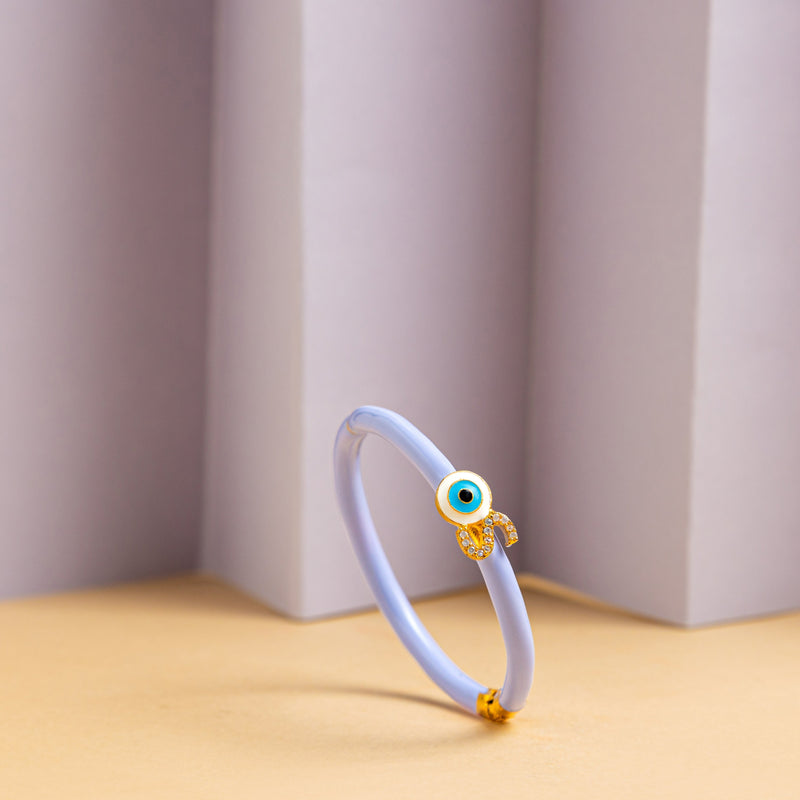 Personalised Evil Eye Lavender Candy Bracelet — detail view — Prerto