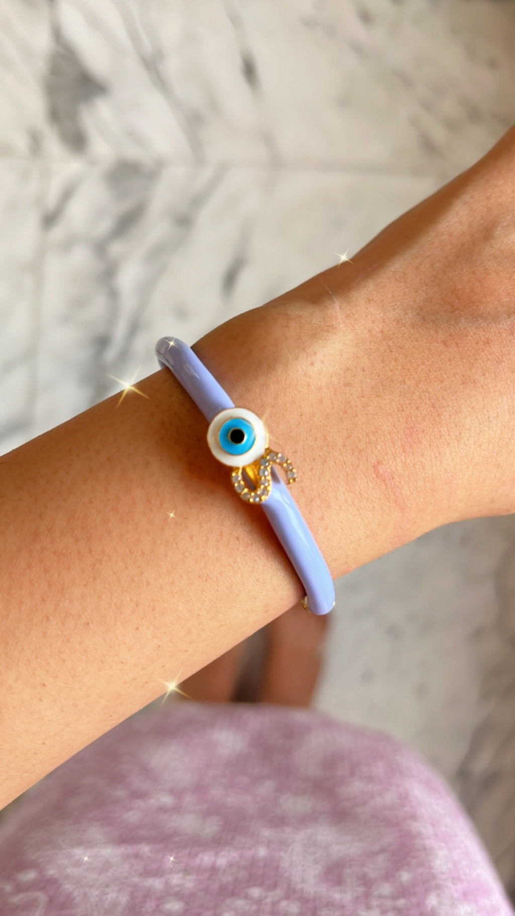 Personalised Evil Eye Lavender Candy Bracelet by Prerto — Rakhi & Eid gift