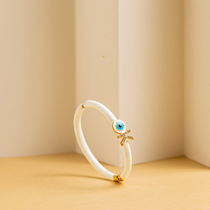 Personalised Evil Eye White Candy Bracelet — detail view — Prerto