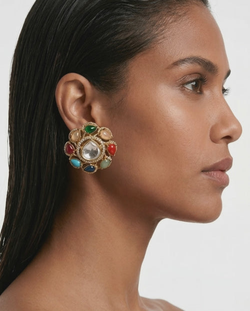 Ameira Multicolor Kundan Stud Earrings
