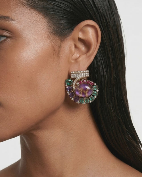 Hana Purpel Crystal Stud Earrings