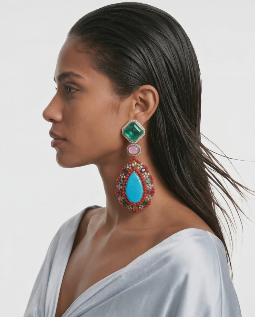 Boucles d'oreilles en abondance de diamant