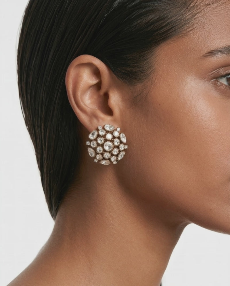 Crystal Dome Stud Earrings