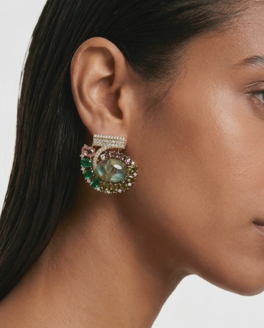Hana Mint Crystal Stud Earrings