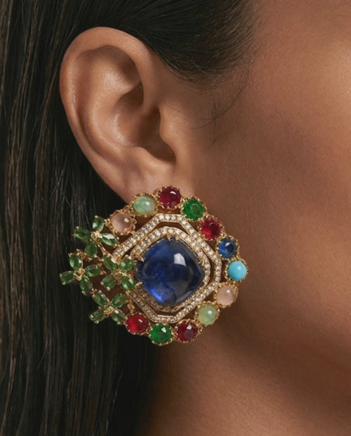 Naeya Multicolor Sapphire Stud Earrings