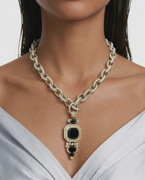 Ayla Sapphire Drop Necklace Set – Necklace & Earrings