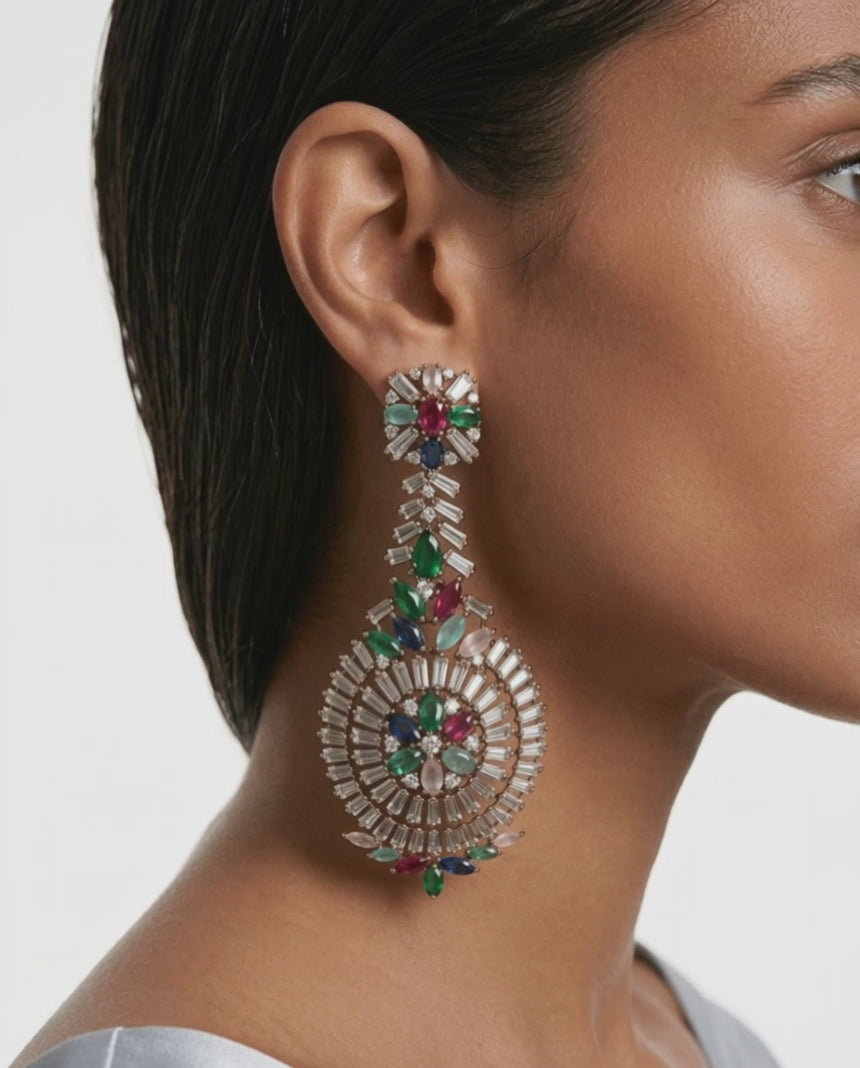 Elara Multicolor Diamond-Like Zircon Earrings
