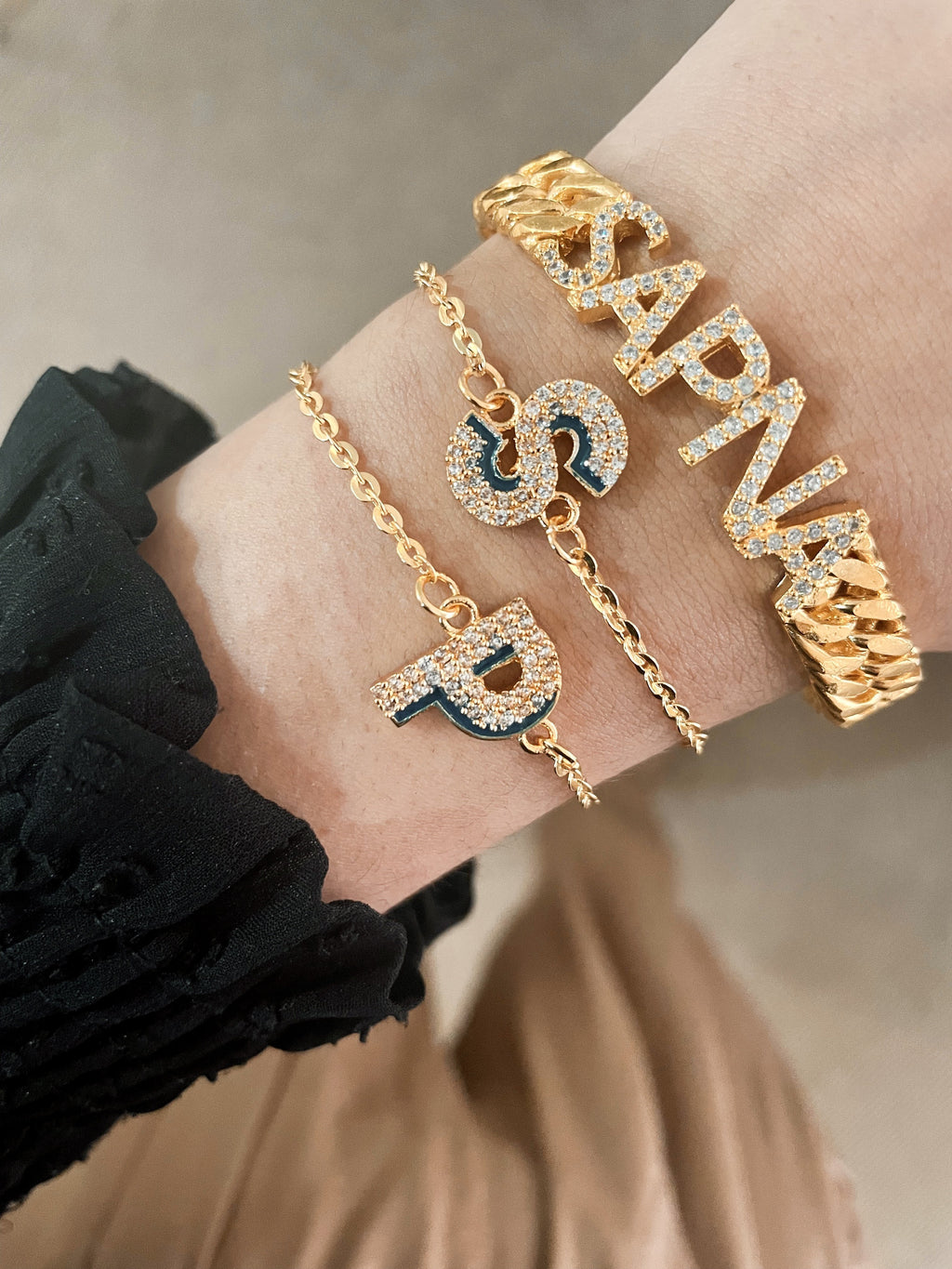 Shadow Iniziale Dual-Tone Initial Charm Bracelet by Prerto — gifting jewellery