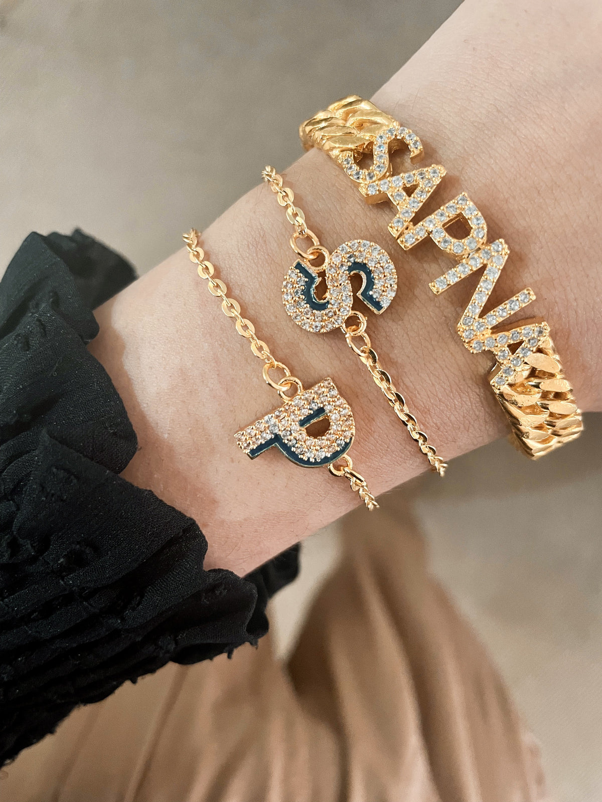 Shadow Iniziale Dual-Tone Initial Charm Bracelet by Prerto — gifting jewellery