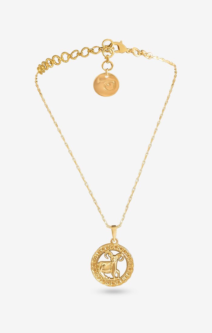 Zodiacali Gold Zodiac Star Sign Charm Necklace — angled view — Prerto