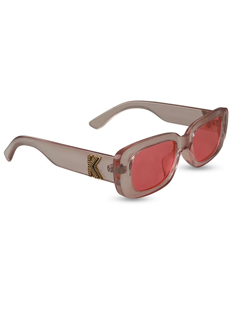 Personalised Blush Sunglasses by Prerto — worn on model