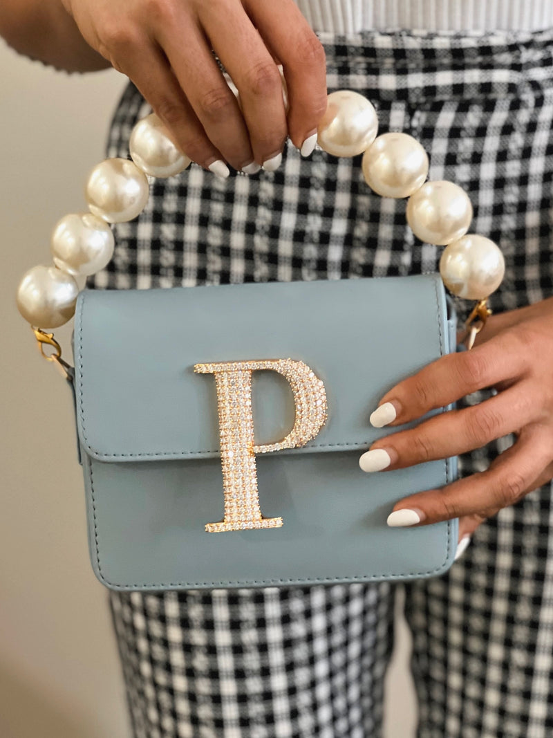 Personalised Powder Blue Crossbody Bag by Prerto — back view