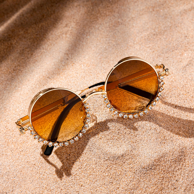 Bahamas Jeweled Statement Sunglasses — flat lay — Prerto