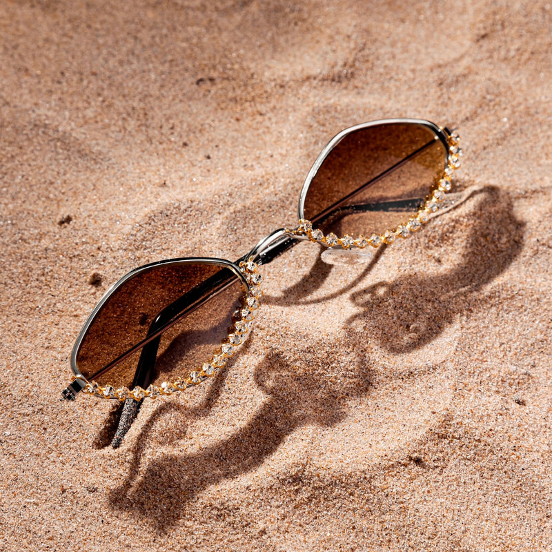 Cannes Jeweled Statement Sunglasses — worn on model — Prerto