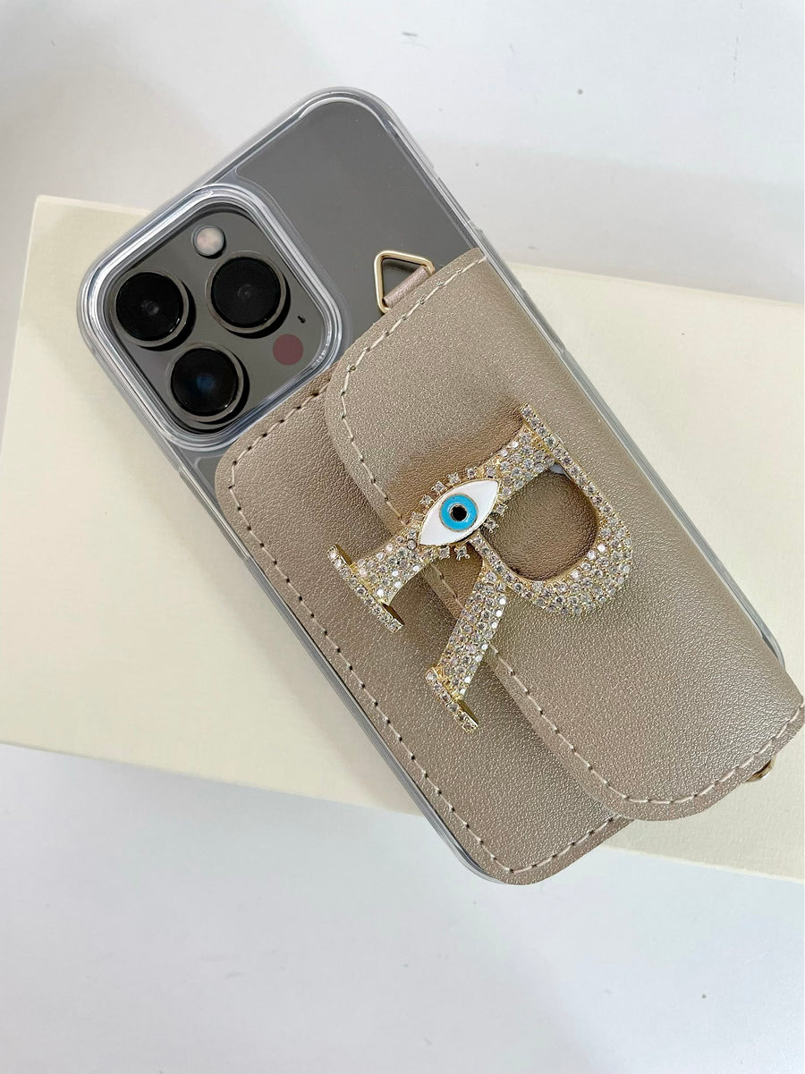 Gepersonaliseerd goud kwaadaardig oog sling case samsung