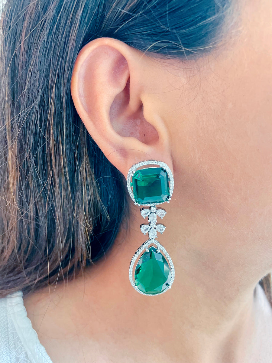 Emerald earrings | Emerald,silver,round cut,green earrings,gemstone,May  birthstone,stud earrings,silverjewelry,,Valentines Day For sale - Vivies  Jewelry