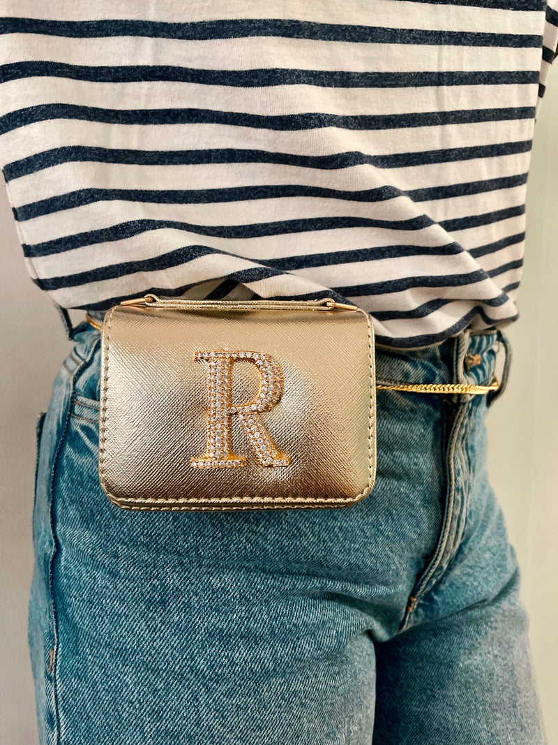 Personalised Gold Nano Bag by Prerto — styled view