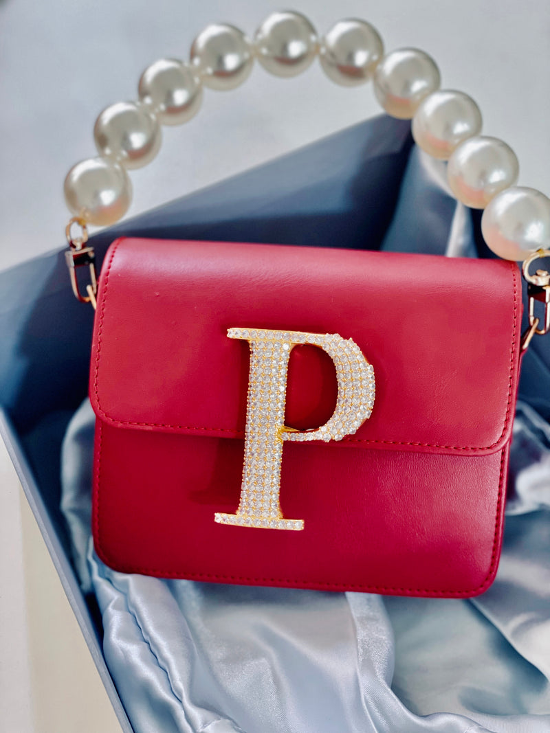 Personalised Cherry Red Crossbody Bag by Prerto — worn on model
