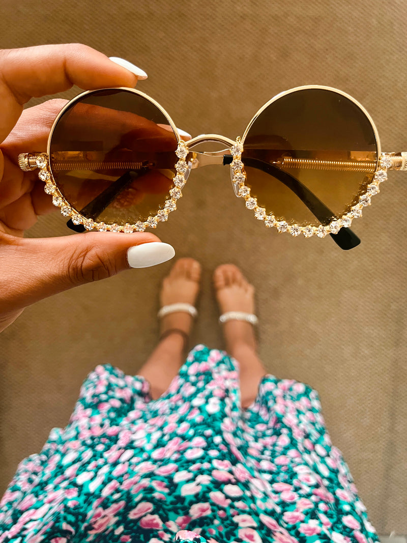 Bahamas Jeweled Statement Sunglasses — worn on model — Prerto