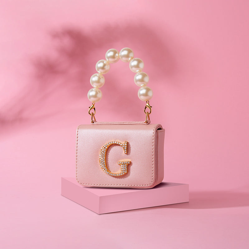 Personalised Light Pink Nano Bag by Prerto — flat lay