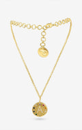 Arco Iniziale Gold Initial Charm Necklace — front view — Prerto