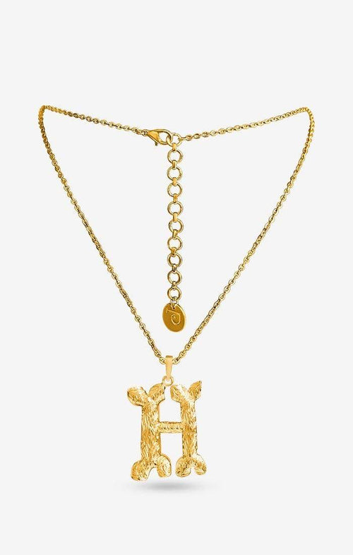 Iniziale Gold Initial Charm Necklace — front view — Prerto