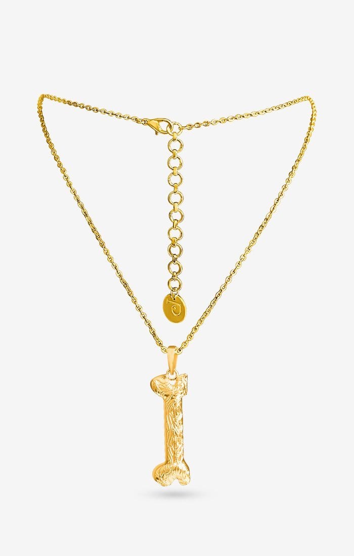 Iniziale Gold Initial Charm Necklace — side view — Prerto