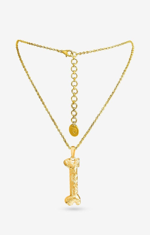 Iniziale Gold Initial Charm Necklace — side view — Prerto