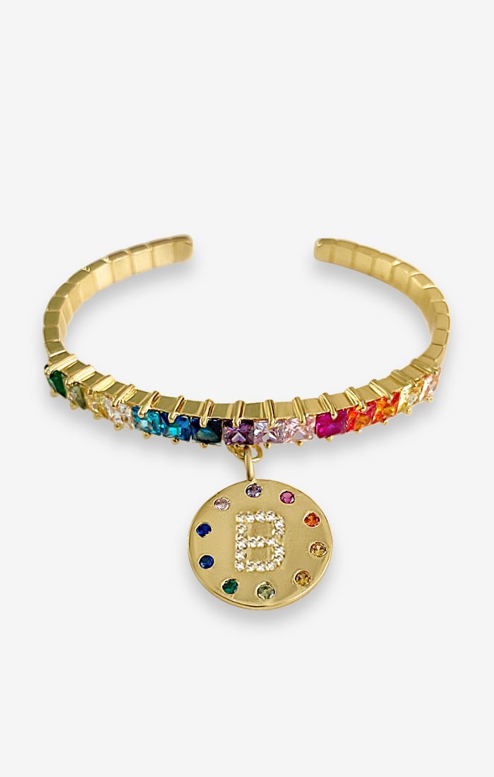 Orian Iniziale Gold Initial Cuff Bracelet — angled view — Prerto