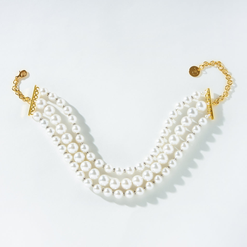 Pearly Isis Pearl Crystal Statement Necklace — detail close-up — Prerto