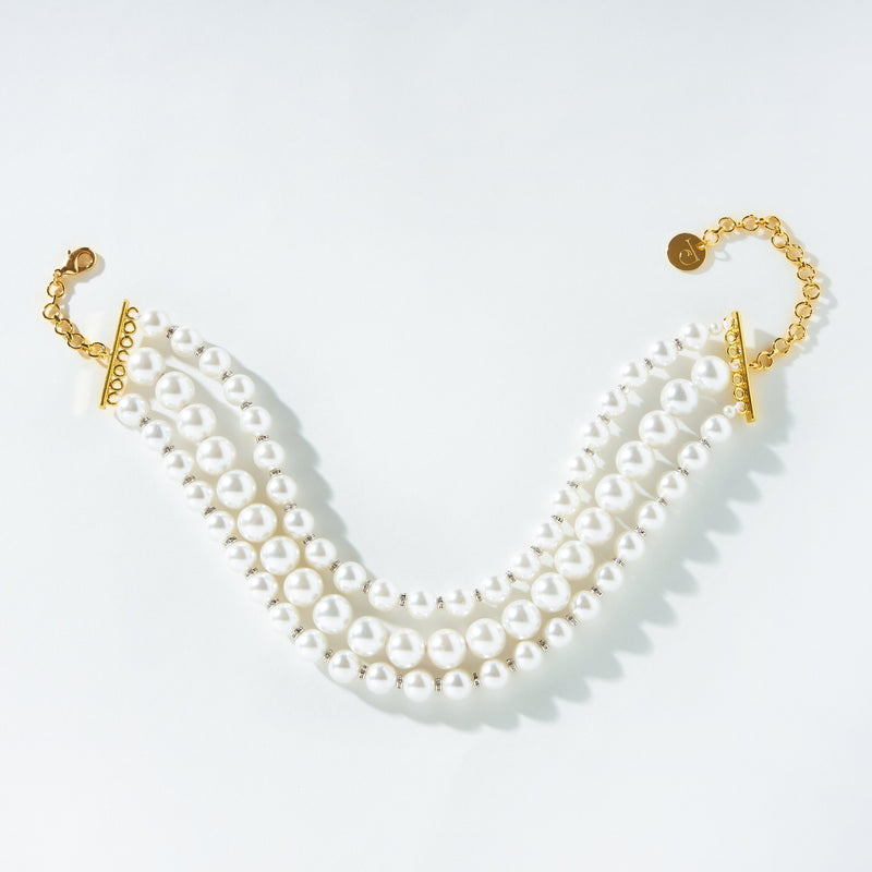 Pearly Isis Pearl Crystal Statement Necklace — detail close-up — Prerto