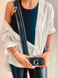 Personalised Black Sling Case with Black Strap iPhone by Prerto — front view