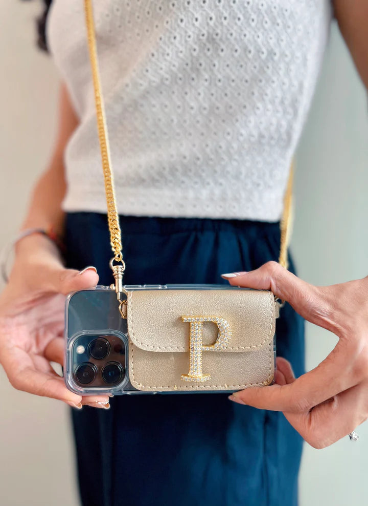 Personalised Gold Sling Case iPhone by Prerto — front view