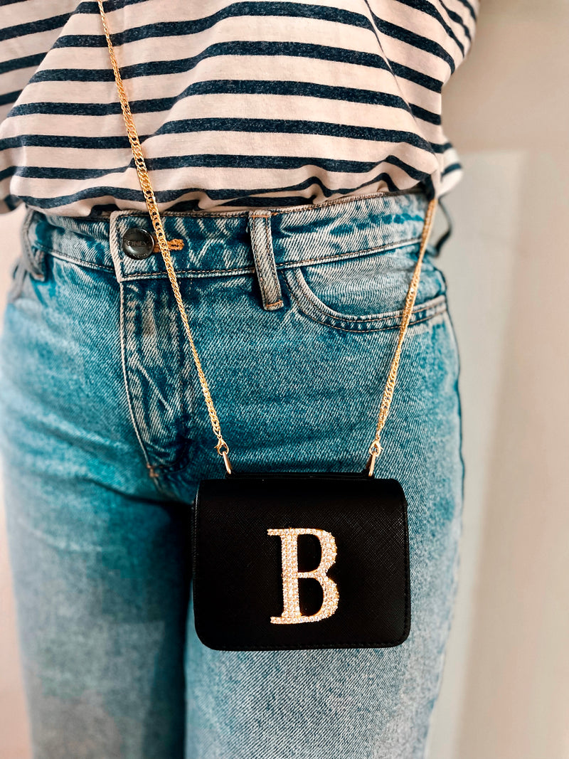 Personalised Black Nano Bag by Prerto — worn on model